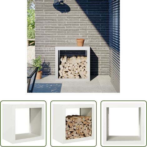 vidaXL Porte-bûches - Portant de bois de chauffage blanc 60x40x60 cm acier (1/5)