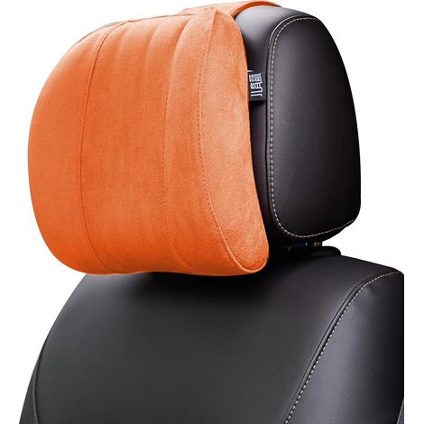 1 oreiller nuque, mousse mémoire forme, tissu daim respirant, design ergonomique, pour voiture (1/4)
