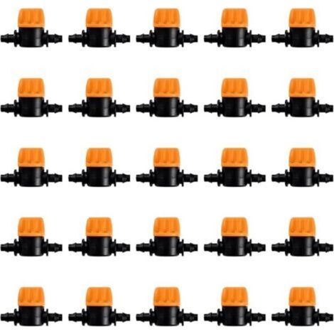 25 Pieces 4/7 Irrigation Valve, Mini Check Valves for 4/7mm Garden Hose, Barbed Shut-Off Valves 1/4 Inch Drip Irrigation Hose, Mini Hose Cross Water Valve (1/5)