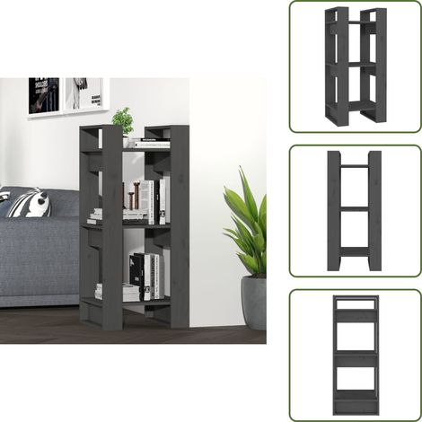 Bibliothèque/Séparateur de pièce Gris 41x35x91 cm Pin solide - Bibliothèque - Bibliothèque En Bois - Meuble Rangement - Séparateur Pièce - Étagère (1/5)