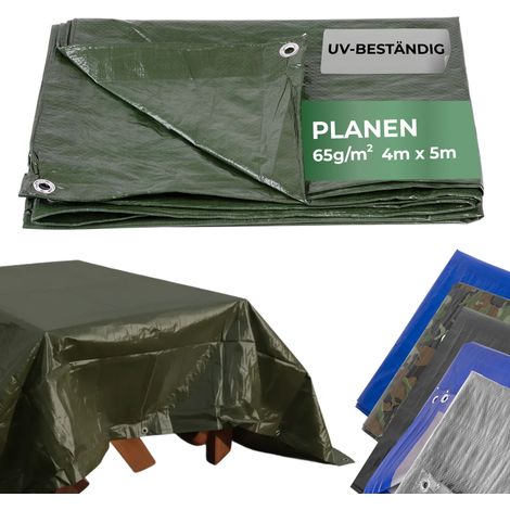Plane Tarpaulin Light 4x5 m, 65 g/m, Abdeck-, grün, mit Ösen (1/5)
