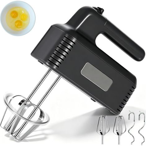 Batteur à Main Électrique 200 W, 5 Vitesses, avec Fouet et Crochets Pétrisseurs en Acier Inoxydable, pour Pâtisserie, Gâteaux et Œufs (1/5)