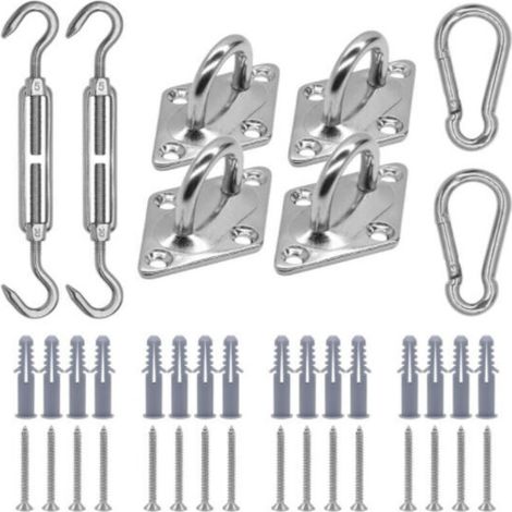 [NEVER USED] Shade Sail Mounting Kit, Sun Sail Mounting Kit, Shade Cloth Mounting, Triangle and Square, Rectangle Mounting, Marine Grade 316 Stainless Steel (M5 24-Pcs) (1/4)