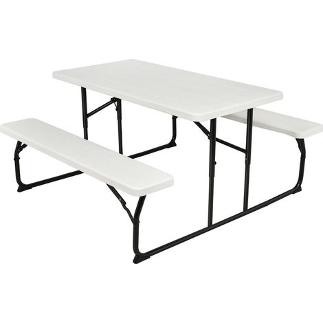 Tavolo da picnic pieghevole 136 x 70 x 73 cm per 4-6 persone design elegante in HDPE bianco 200017447