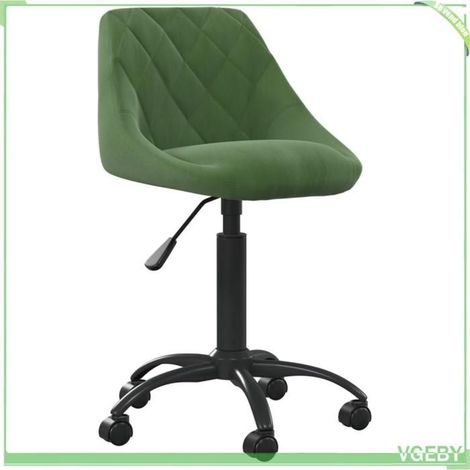 Chaise de bureau - 3088849 - Velours vert foncé - Roulettes 360° - Hauteur réglable (1/5)