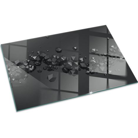 Funkenschutzplatte für Kamin Hitzeschutz Schutzplatte Hartglas Dekorative Glasbodenplatte Abstrakte Wolke aus Feststoffen 100x70 cm (1/5)