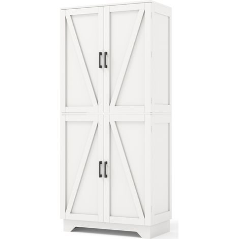 Credenza da cucina alta con 4 ante, portabottiglie e ripiani, MDF 80x40x180 cm HOMVRA (1/5)