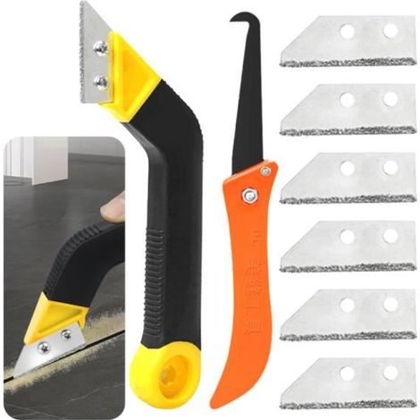 8Pièces Outils de Retrait de la Mortier Grattoir,Outil de Décapant à Coulis,Ensemble doutils de nettoyage de coulis de grattoir (1/4)