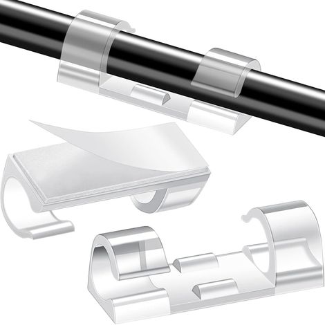 100 fascette autoadesive, clip per cavi, adesivi, fascette trasparenti - AquaForge (1/5)