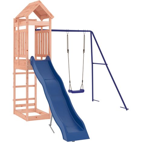 Aire de jeux d'extérieur balançoires toboggan portiques robuste jeux jardin 249 x 349 x 238 cm bois massif de douglas (1/5)