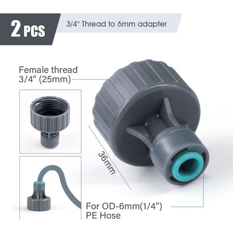 Raccord rapide pour tuyau d'arrosage PE (C-314 pouces à 6 mm) 1/4", 3/8" 1/2", compatible avec les systèmes d'irrigation de diamètres extérieur 16 mm, 12 mm et 6 mm. (1/5)