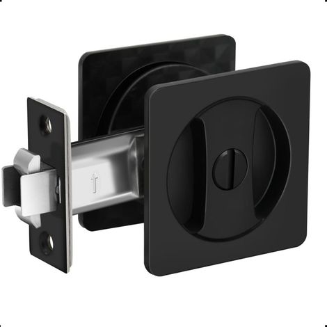 Herrajes retráctiles para puertas correderas, cerradura cuadrada de estilo contemporáneo, color negro mate (1 pieza)