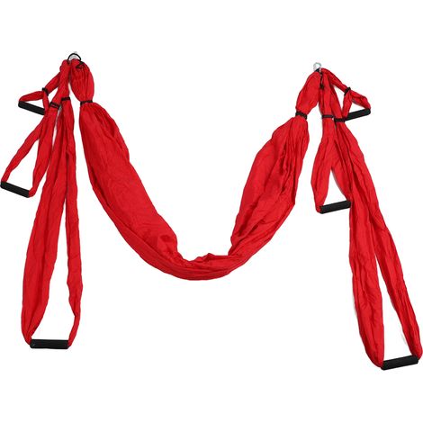 Aerial-Yoga-Schaukelset aus Polyester-Baumwolle, verstellbar, verbessert die Flexibilität, Yoga-Hängematte für körperliche Übungen, Rot (1/5)