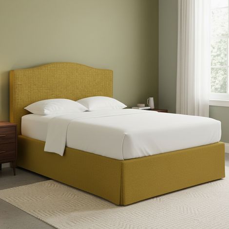Letto Matrimoniale Morley, Sfoderabile, Contenitore Made in Italy, Giallo Ocra (1/5)