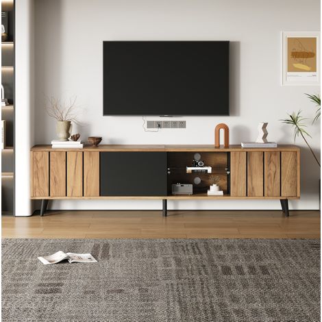 Mobile TV basso 175 x 31,5 x 45 cm in truciolare naturale per soggiorno - CHICFURN (1/5)