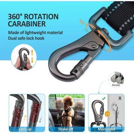 Ceinture De Sécurité Pour Chien - Amortissement Chocs - Pour Voiture - Réglable 56 À 90 Cm - Noir (1/4)