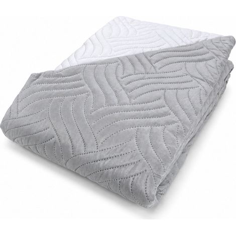 ART Couvre-lit matelassé bicolore en microfibre Manopesca Printemps Été Cm. 170x250 Gris (1/5)