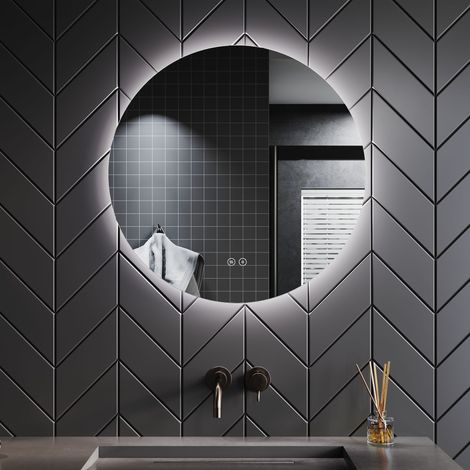 SONNI Badspiegel 60cm rund mit LED beleuchtung Touch Badezimmerspiegel Beschlagfrei IP44 - Type 1 -φ60cm,3 Lichtmodi dimmbar (1/5)