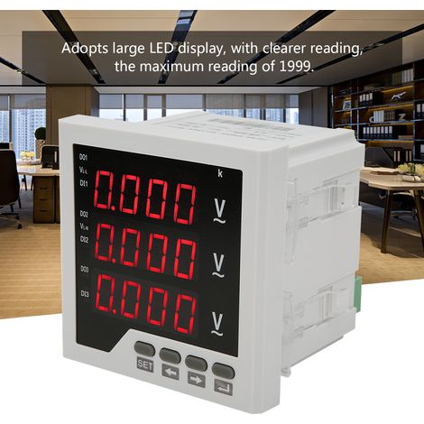 Voltmètre triphasé DTM-AV96 programmable à affichage numérique LED, 450 V CA (1/3)