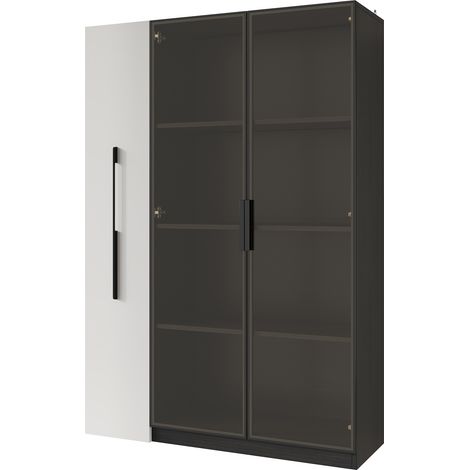 Multifunktionale Vitrine aus MDF und Glas 110,5 x 35 x 160 cm mit LED (1/5)