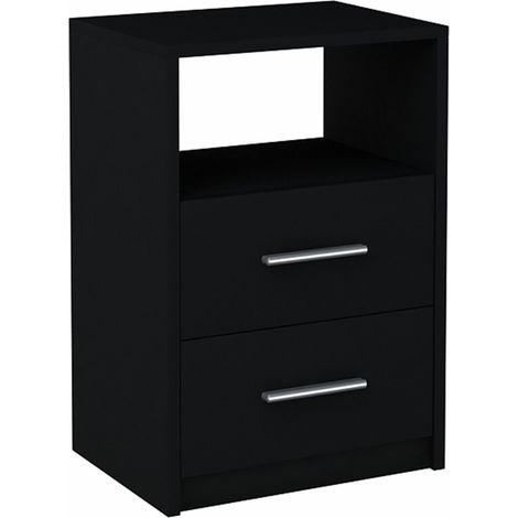 Nachttisch 2SO SCHWARZ 40cm Schubladen Kommode Regal