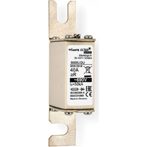 Fusibile NH 00 B gR/aR, super rapido, con percussore, 690V 160A, fissaggio a bullone - Wimex 5522160 (1/2)