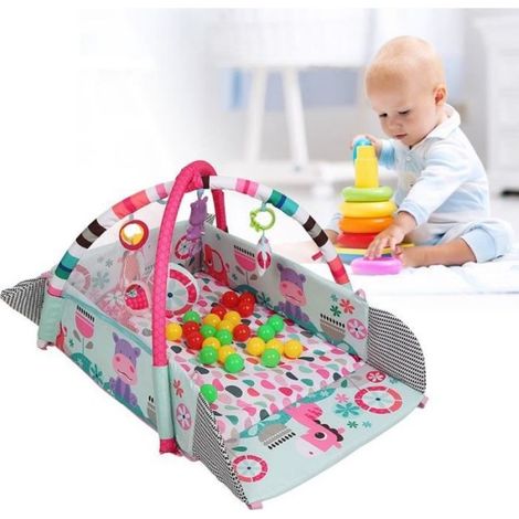 Tapis d'Eveil évolutif multifonction 5-en-1 Bright Starts - jouets musical 30 balles incluses - rose (1/4)