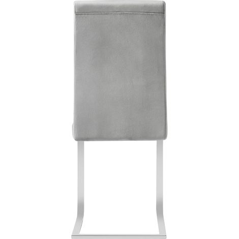Chaise cantilever confortable avec dossier haut en velours et métal, lot de 2 sièges pour salle à manger (1/5)