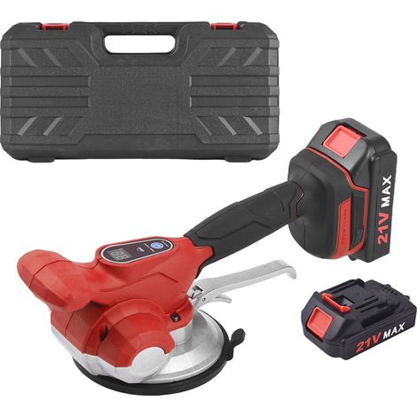 Niveleuse vibrante pour carrelage – Outil de pose de carrelage alimenté par une batterie 21 V Max, 6 vitesses réglables, capacité de charge élevée, ventouses surdimensionnées,rouge (1/5)