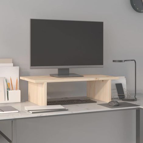 Vidaxl – Support pour moniteur en bois de pin massif 50x27x15 cm – Réhausseur ergonomique pour réduire la tension cervicale – Rangement de bureau (1/5)