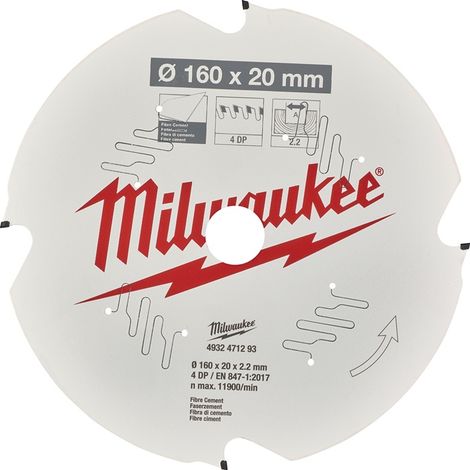 Kreissägeblatt AD 160mm Z.4 DF Bohr.20mm Schnitt-B.2,2mm MILWAUKEE (1/4)