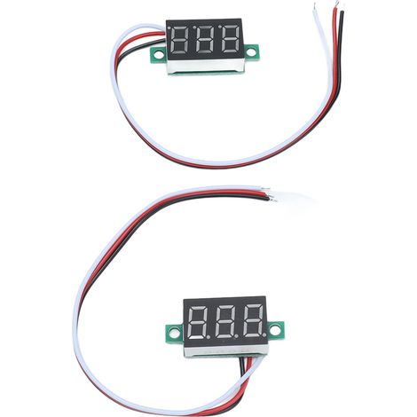 Voltmètre numérique miniature 2 pièces, testeur de tension DC 3 fils, écran LED 0,36 pouce, 0,00V-30,0V, protection contre inversion de polarité (1/5)
