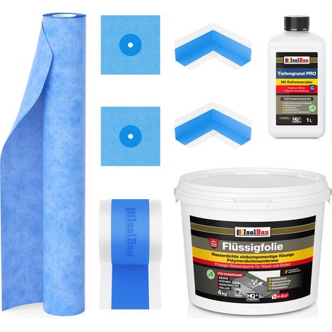 Dichtset Flüssigfolie 4kg Dichtbahn Tiefengrund Dichtfolie Innenecke Dichtband (1/5)