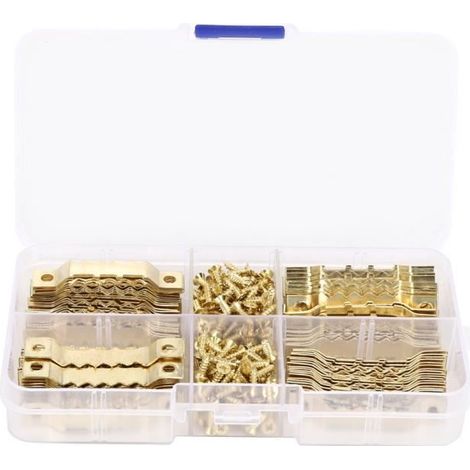 Cintres de cadre photo, 100 pcs crochets de suspension double face + 200 pcs vis adaptées pour accrocher des photos, des affiches, (1/4)