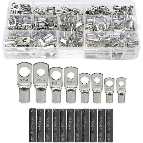 100 cosses tubulaires en cuivre avec embouts + 120 gaines thermorétractables noires (1/5)