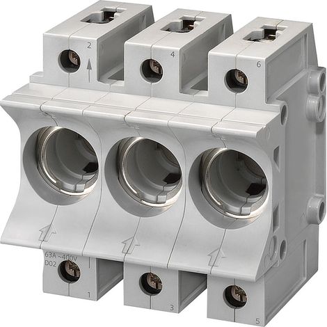 Siemens NEOZED, Base portafusibles, D02, 3 polos, 63 A, Un AC: 400 V, Un DC: 250 V, 5SG5701