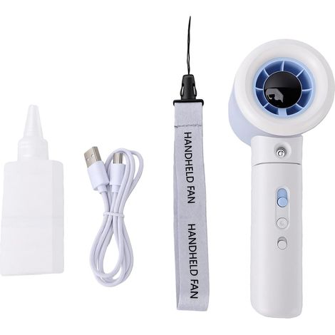 Ventilateur de Pulvérisation Portable ABS PC Brumisateur avec écran LCD 3000 MAh USB C Rechargeable 16 000 Tr/min 5 Pales Vitesse Continue pour l'extérieur, les Voyages, le Bureau et (WHITE) (1/5)