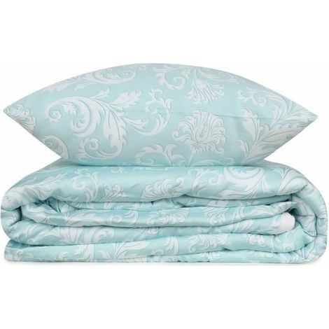 Completo letto - 1 copripiumino 220 x 240 cm + 2 federe 60 x 60 cm - Satinato 100% cotone - Bianco (1/5)