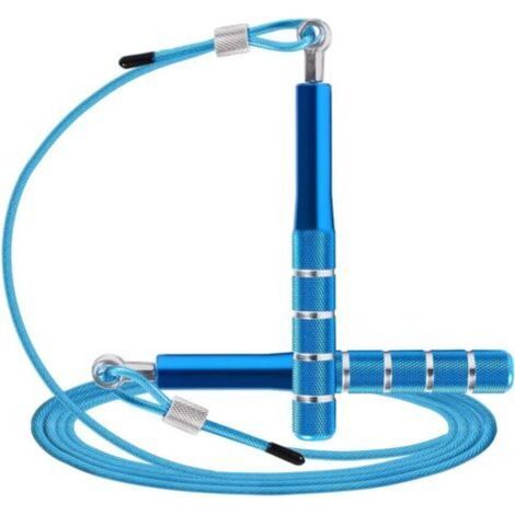 Corde à sauter en fil d'acier allié aluminium bleu, 3 m de long, 1 unité pour la remise en forme et la combustion des graisses. (1/5)