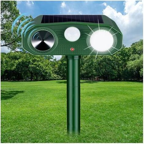 Repulsif Chat - Détecteur Mouvement PIR 120° 8 M - 3 Modes Ultrasons 12-65 kHz + LED Clignotantes - Alimentation Solaire et USB - Étanche IP54 - Pour Jardin Extérieur - 1 Pièce (1/5)