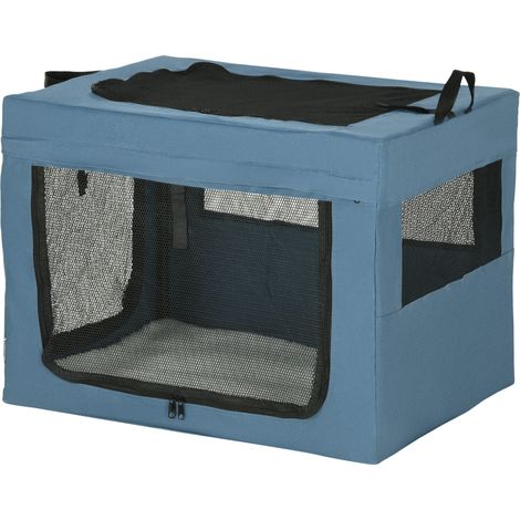 Sac de transport pliable pour animaux de compagnie avec poignée, en tissu filet, 69 x 51 x 51 cm, bleu/noir