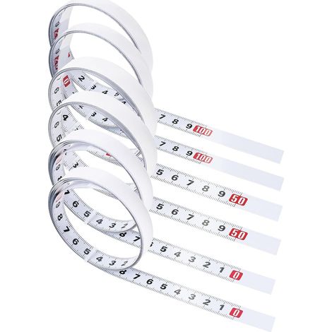6 PCS Mètre Ruban Auto-Adhésif, 1M, Ruban en Acier au Carbone Auto-Adhésif, Graduation Gauche Droite Centre, Bande Métallique à Coller, Mesure Lisible Pour Établi, Couture, Bricolage et Atelier (1/5)