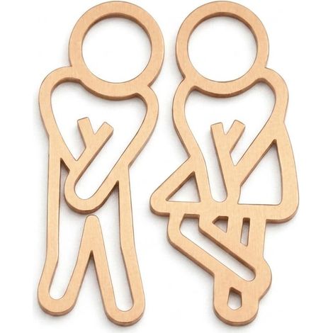 Plaque de Toilette Adhésive Design Créatif 3D Panneau WC Homme Femme Signalétique de Porte Salle de Bain Moderne Stickers Porte Autocollant Doré (1/5)