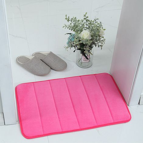 Tapis d'entrée rayé en polaire douce, tapis de porte de salle de bain 40 x 60 cm (1/4)