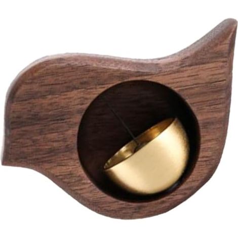 Cloche à Vent D'oiseau en Noyer Noir Laiton, Décoration de Porte de Bureau et Réfrigérateur, Design Créatif et Surface Non Rayante, Teinte Marron (1/5)