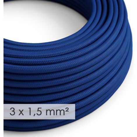 Creative-Cables Cavo elettrico in tessuto, Sezione 3x1,50, Blu RM12, 1 m, Rotondo effetto seta