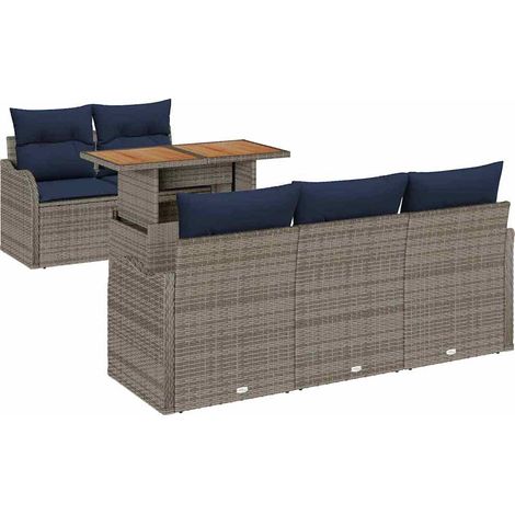 Garden Sofa Set 6 pcs Grey and navy blue vidaXL (1/5)