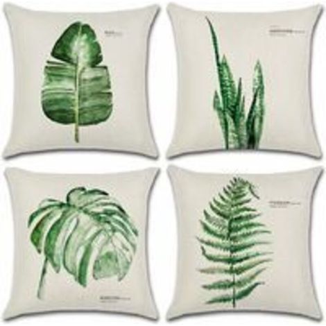 Extérieur Housse De Coussin, Lot De 4 Imperméable Feuille Verte Motif Canapé Taie D'oreiller Pour Patio Jardin Salon Chambre Décoration, 45x45cm -A (1/5)