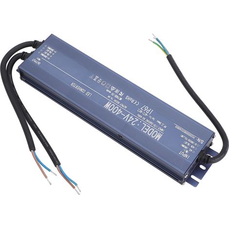Alimentation LED étanche IP67 400W 24V 16,6A AC170-265V régulé protection surtension surcharge transformateur pour caméra surveillance (1/5)