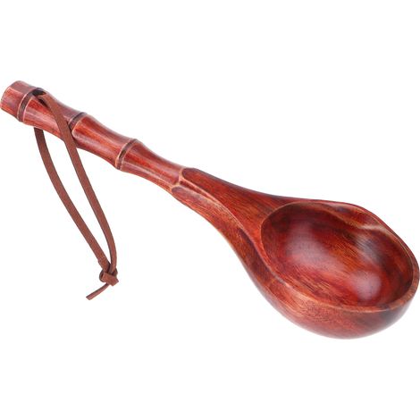 Louche en bois style japonais ronde pour sauna bain vapeur puisoir cuisine à soupe accessoire (1/5)
